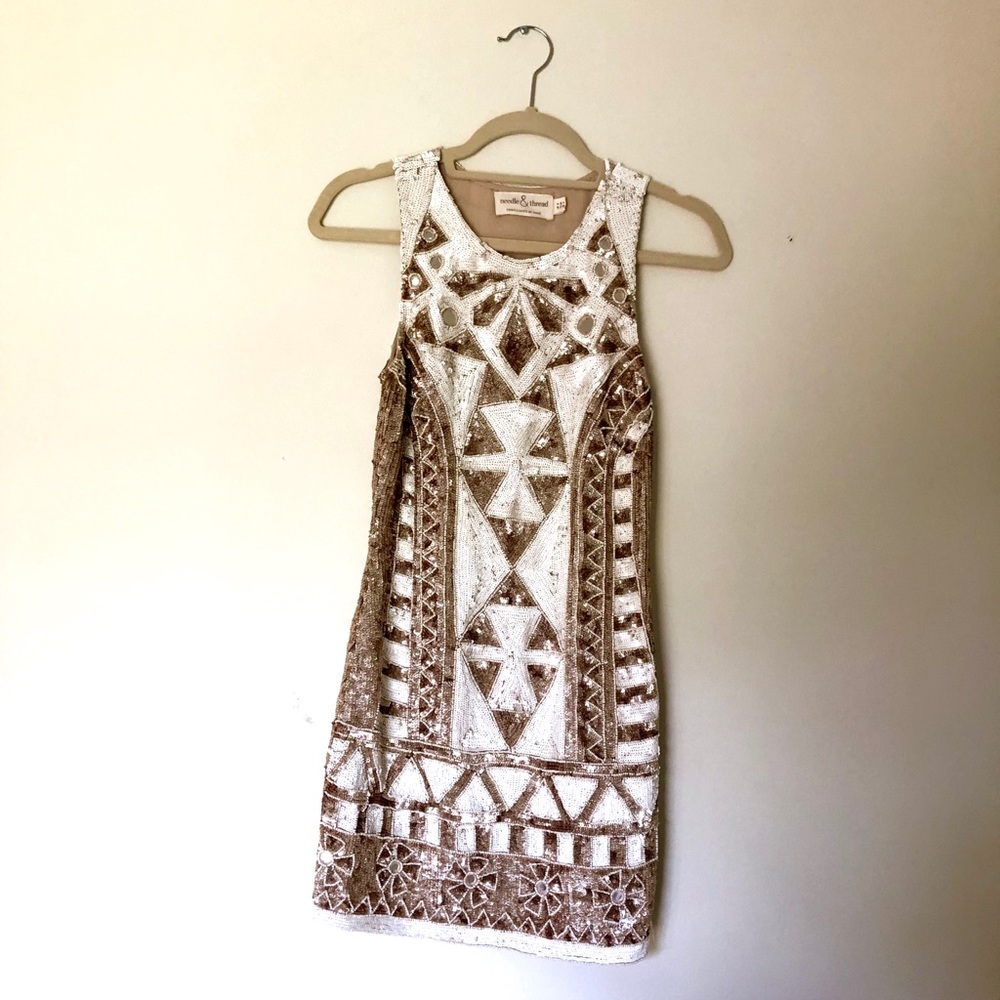Needle & Thread embellished white and gold dress